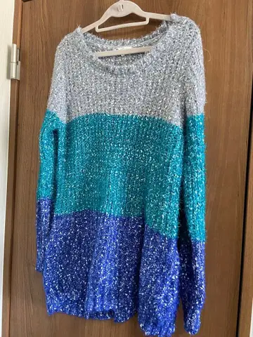 THE SHOP TK 그라데이션 컬러 니트 스웨터 블루 계열 긴팔