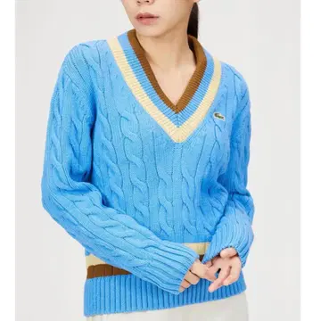 새상품급*라코스테 케이블 짜임 로우 게이지 칠드런 니트 파랑 루즈핏 38