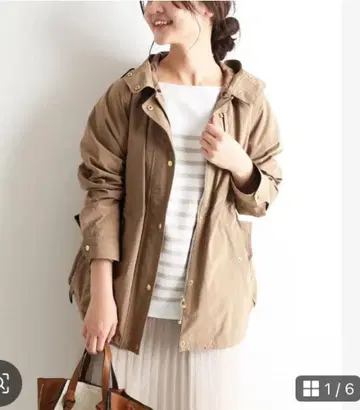 SLOBE IENA 2WAY 미들 밀리터리 후드 블루종 카멜 38