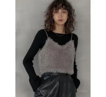 Re:EDIT 리에디 티베트 라무 인조 모피 뷔스티에