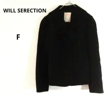 윌 셀렉션 하프 코트 울 리본 포함 블랙 F