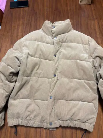 베이지 코듀로이 다운 자켓