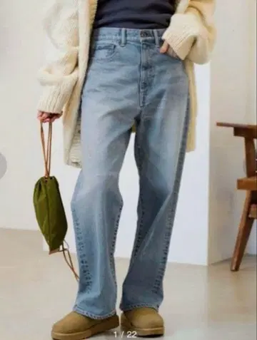 FRAMeWORK 빈티지 가공 와이드 데님 스트레이트 팬츠