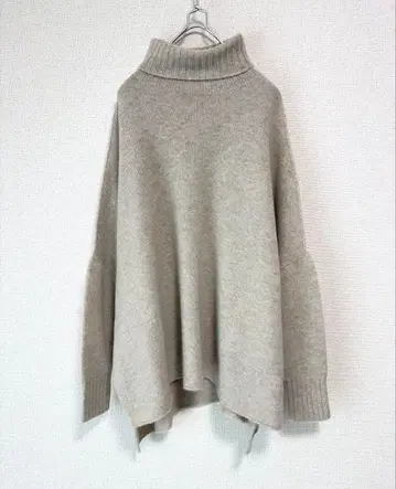 IENA 울 캐시미어 와이드 터틀넥 니트 베이지