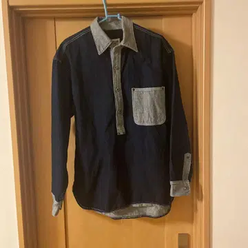 다크 블루 데님 긴팔 셔츠