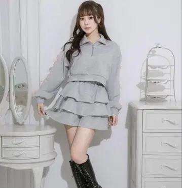 pium 더블 라인 리본 저지 셋업 그레이