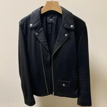 HARE 블랙 가죽 더블 라이더스 S