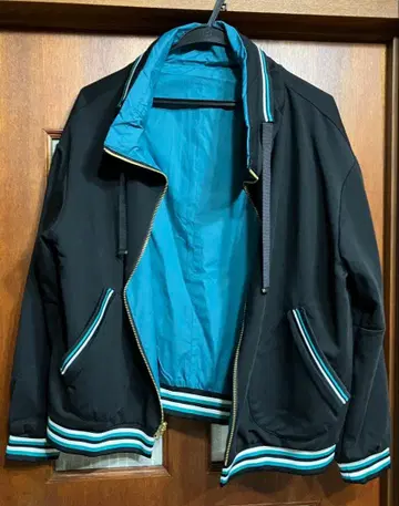 2웨이 넥 리버서블 블루종 블랙/그린