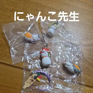 냥코 선생님 5개 세트 스트랩 캡슐 토이 나츠메 우인장 가챠가챠