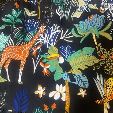 동물 패턴 긴팔 원피스