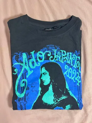 Ado 모나리자 가로 얼굴 T셔츠 XL