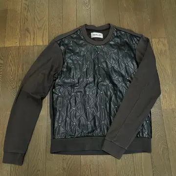 REPLAY 퀼팅 가죽 맨투맨