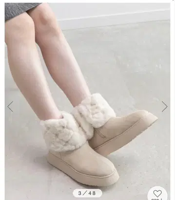 RANDA 2WAY 비쥬 퀼팅 퍼 어그 부츠 S 사이즈