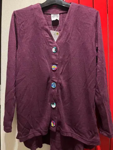 퍼플 V넥 가디건