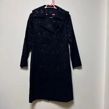 개 무늬 네이비 트렌치코트