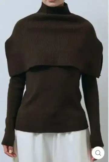 브라운 니트 케이프 앙상블 니트