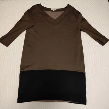 BALLSEY 브라운/블랙 V넥 튜닉 38