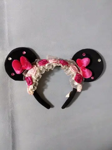디즈니 핑크 머리띠 장미