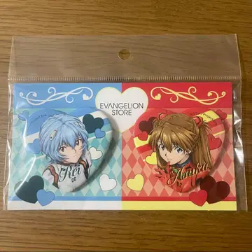 신세기 에반게리온 14주년 기념 페어 하트형 캔뱃지 아스카 아야나미 레이