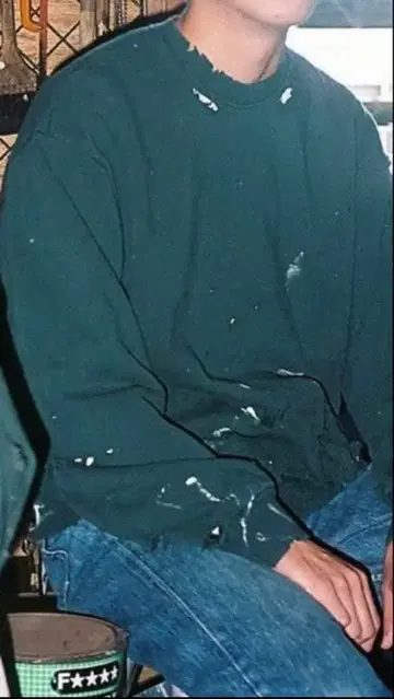 로스앤젤레스 어패럴 다크 그린 데미지 가공 맨투맨