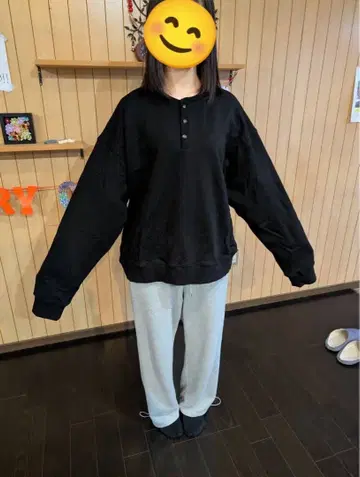 Ragoon Glaze 블랙 헨리넥 트레이닝복 L 사이즈