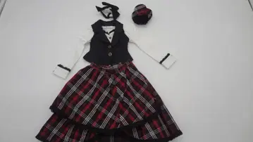 보크스 백 롱 스커트 세트 (빨간색 체크) DD 블랙 라벨