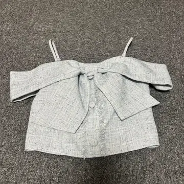 LIP SERVICE 리프사 트위드 리본 오프숄더 상의 블루