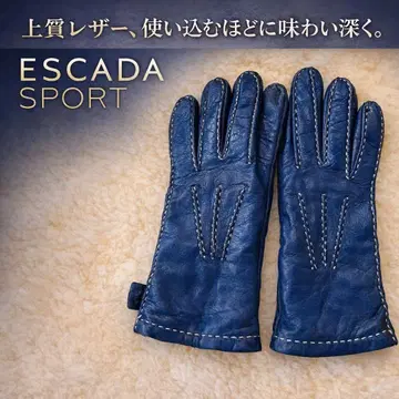 ESCADA SPORT 가죽 장갑 블루 양가죽 캐시미어