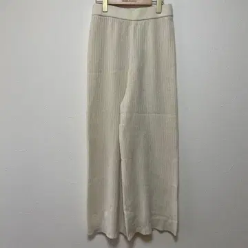 아이보리 리브 와이드 팬츠