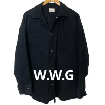 W.W.G 다크 네이비 코듀로이 셔츠 오버 사이즈
