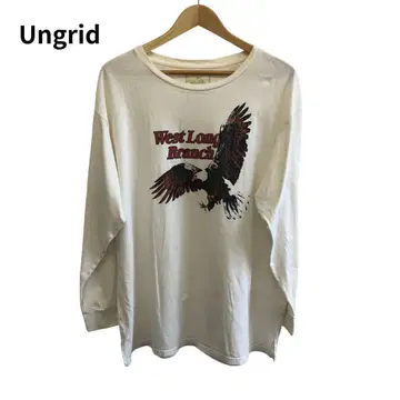 Ungrid 프린트 이글 긴팔 티셔츠 빈티지풍 화이트
