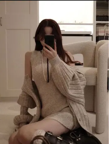 Darich 샤베트 앙상블 니트 미니 원피스 베이지