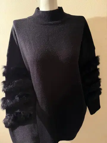 루즈한 사이즈 니트 티셔츠 퍼 포함