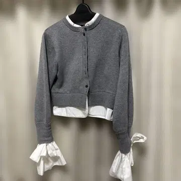 Bibiy 그레이 리본 포함 가디건