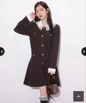 Rirandture 레이스 칼라 미니 니트 원피스