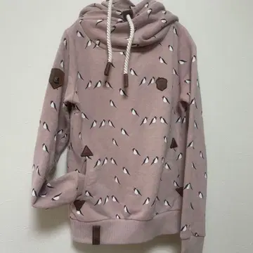 새 무늬 핑크 후드 맨투맨