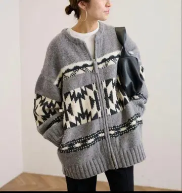 FRAMeWORK 자카드 ZIP 가디건 F 그레이