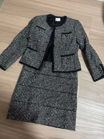 자유구 트위드 스팽글 셋업