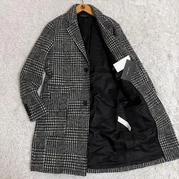 미사용 택 ZARAMAN 체스터 코트 울 트위드 대형 하운드투스 패턴 M