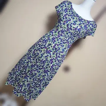 시빌라 리버티 포도 패턴 블루베리 꽃무늬 티셔츠 원피스 퍼플