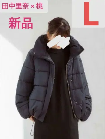 [ 새상품 ] 시마무라 다나카 리나 x 복숭아 다운 코트 블랙 L 사이즈