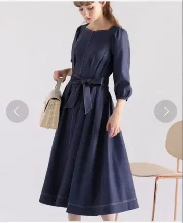 couture brooch 데님 롱 원피스