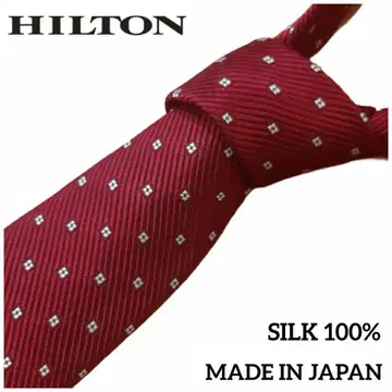 새상품급 HILTON 빨간색 스트라이프 넥타이 Made in Japan