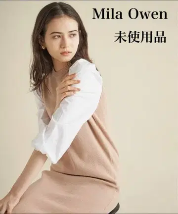 [ 미사용품 Mila Owen ] 직물 슬리브 도킹 디자인 원피스