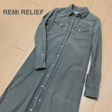레미 릴리프 REMI RELIEF 밀리터리 셔츠 드레스 셔츠 원피스
