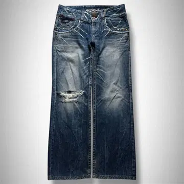 RED PEPPER 레드 페퍼 부츠컷 데미지 데님 y2k