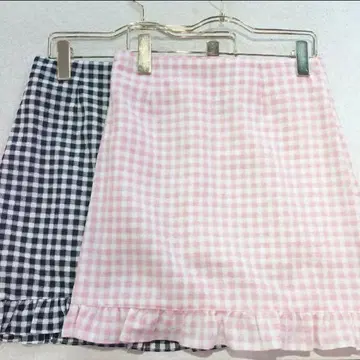 깅엄 체크 미니 스커트 블랙