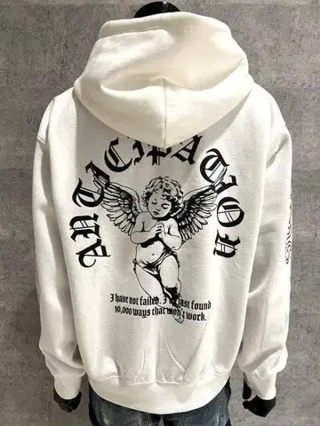 LIBERTE 엔젤 ZIP 후드티 화이트 L 빅 실루엣 천사