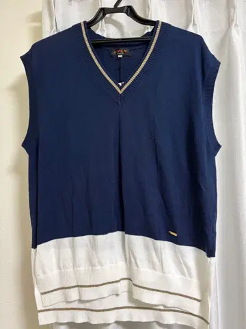 택 포함 새상품! EVEX 네이비 화이트 V넥 니트 베스트