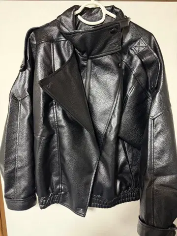 블랙 가죽 더블 라이더 자켓 인조 가죽